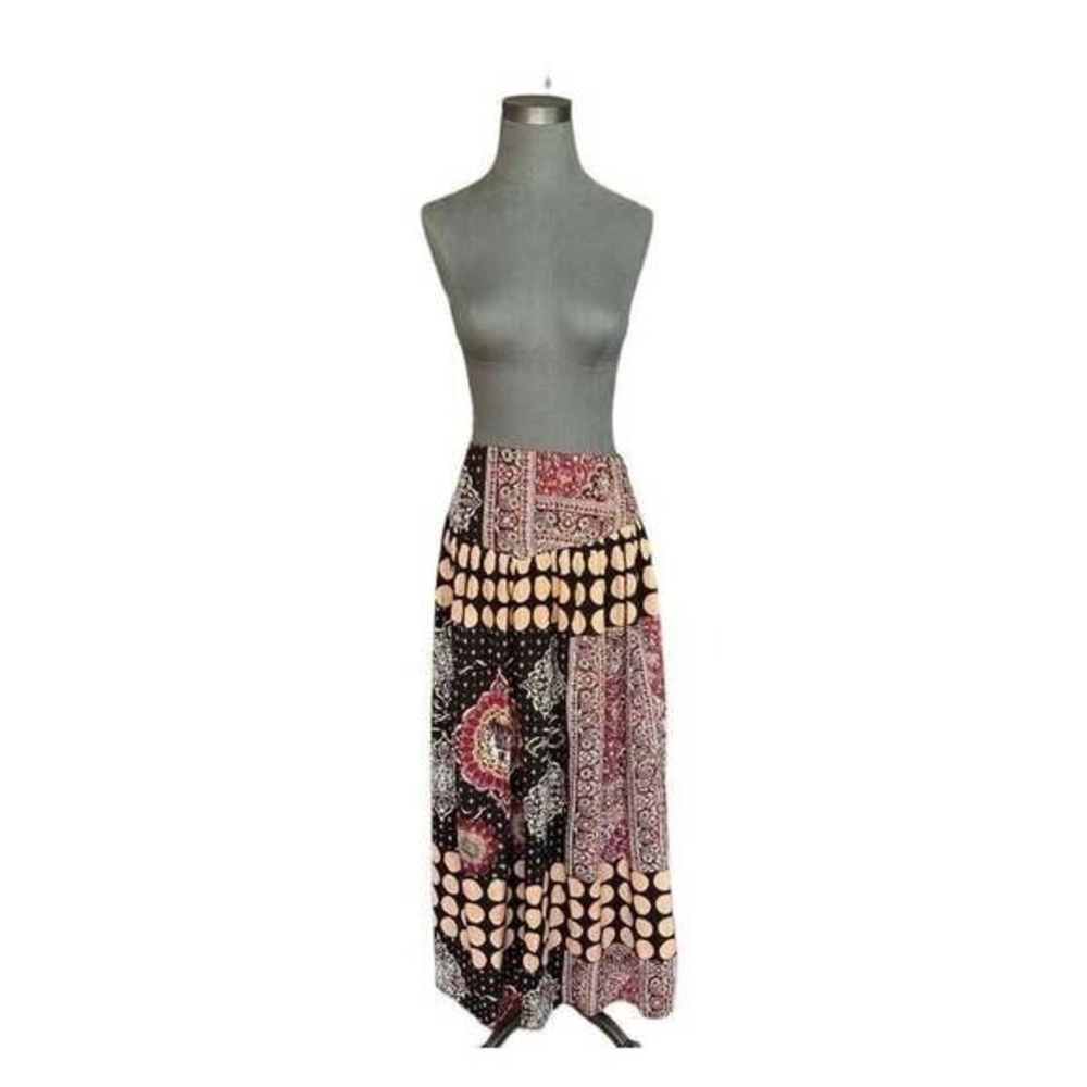 Minkpink Digital It Brown Multicolor Ornamental Print Boho Maxi Skirt S NWT $88